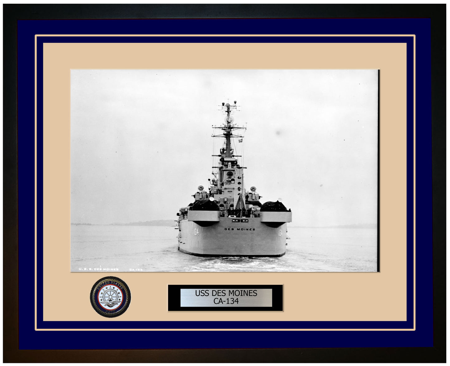 USS DES MOINES CA-134 Framed Navy Ship Photo Blue