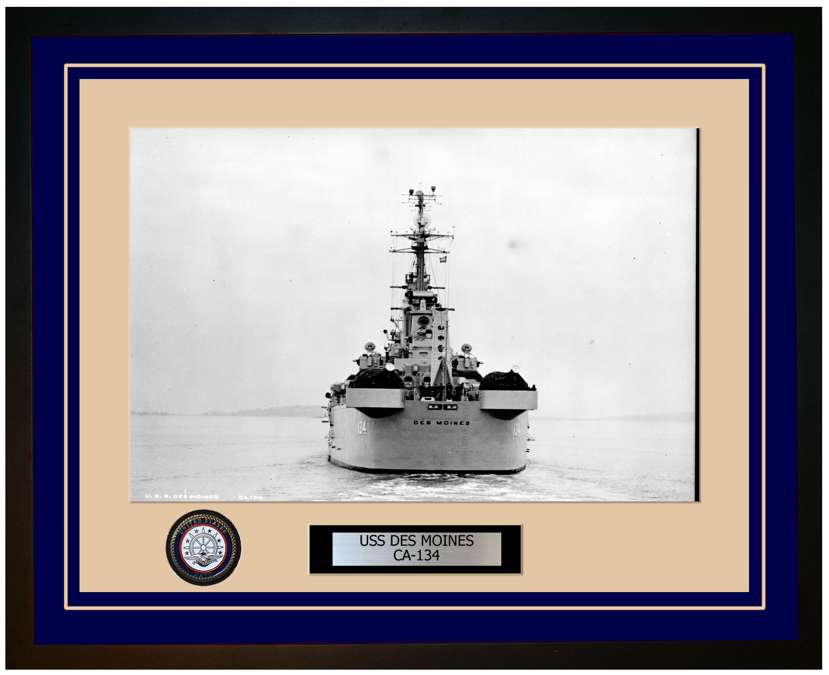 USS DES MOINES CA-134 Framed Navy Ship Photo Blue