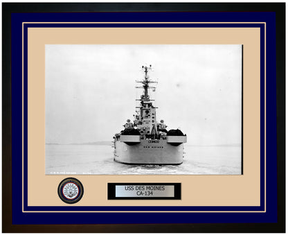 USS DES MOINES CA-134 Framed Navy Ship Photo Blue