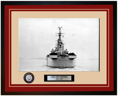 USS DES MOINES CA-134 Framed Navy Ship Photo Burgundy