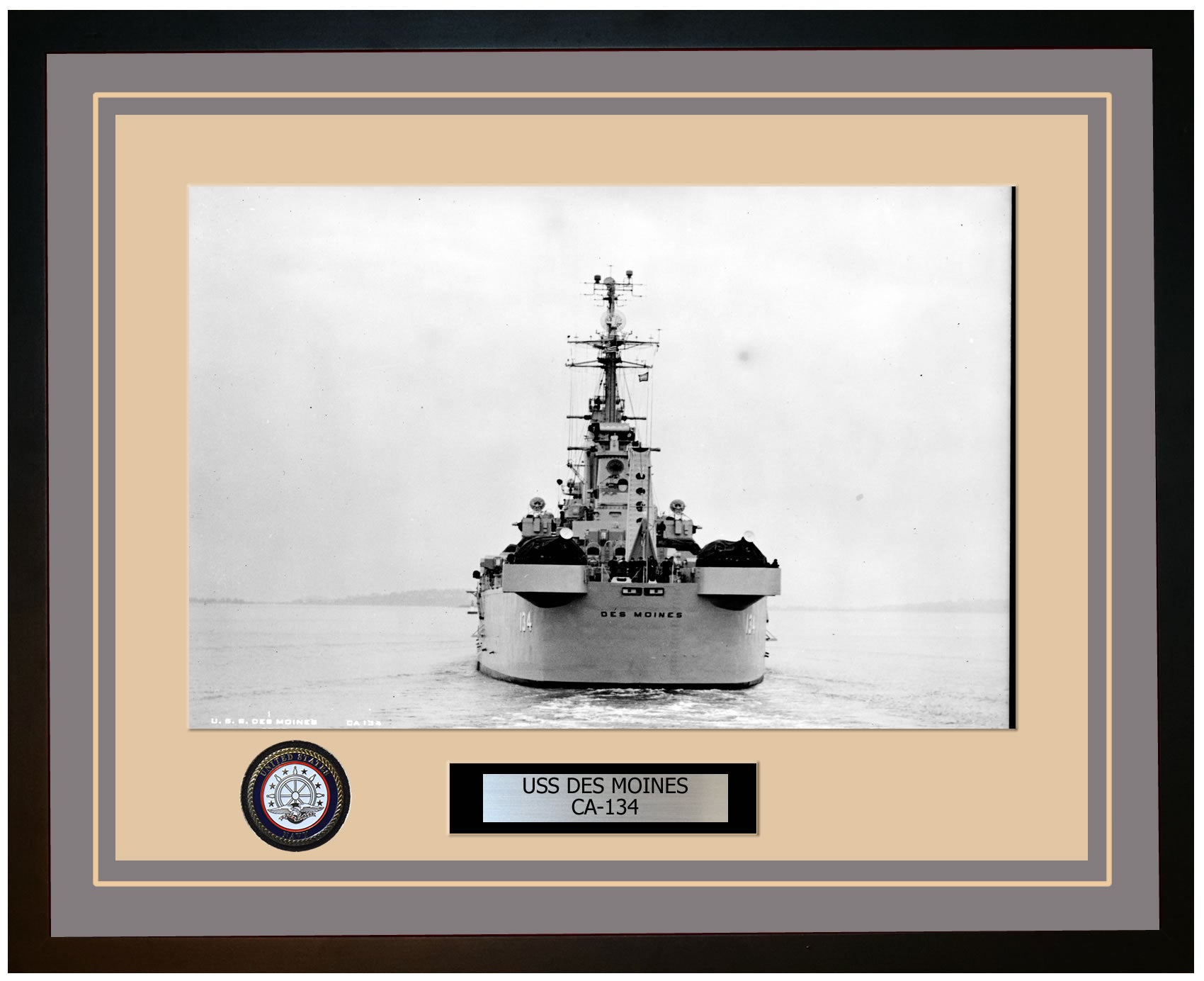 USS DES MOINES CA-134 Framed Navy Ship Photo Grey