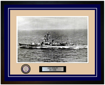 USS Dealey DE-1006 Framed Navy Ship Photo Blue
