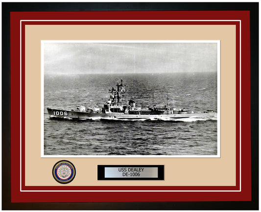USS Dealey DE-1006 Framed Navy Ship Photo Burgundy