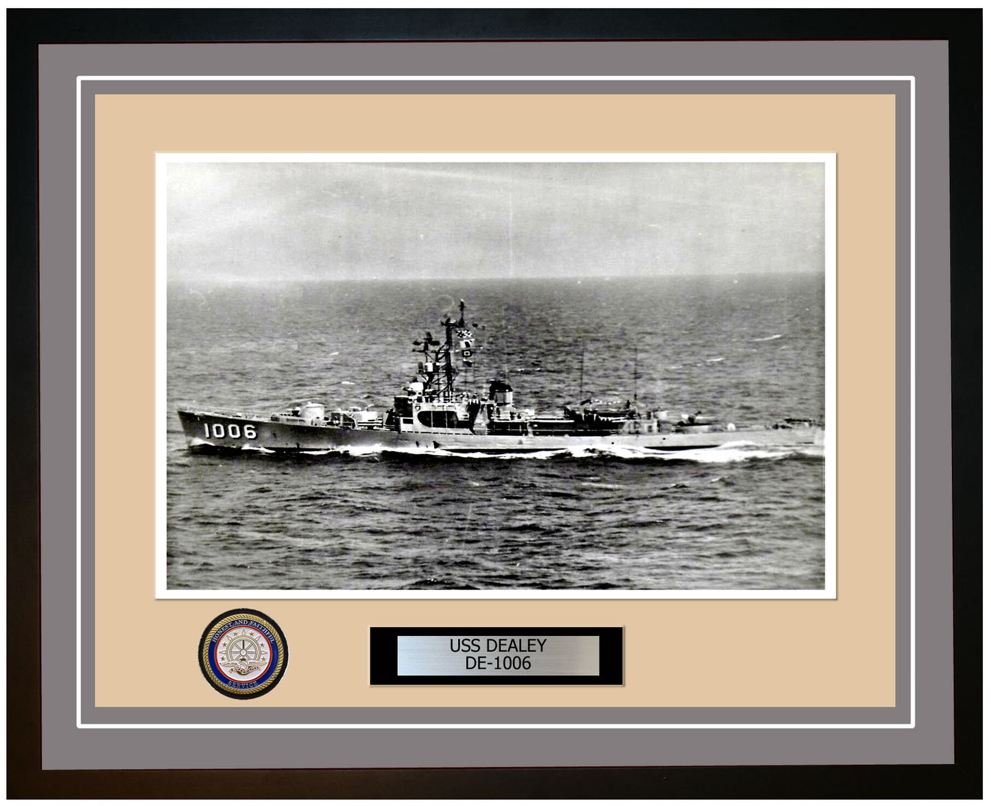 USS Dealey DE-1006 Framed Navy Ship Photo Grey