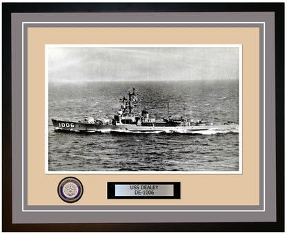 USS Dealey DE-1006 Framed Navy Ship Photo Grey