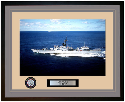 USS VOGE FF-1047 Framed Navy Ship Photo Grey