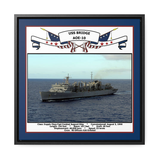 USS Bridge AOE-10 Navy Floating Frame Photo Front View