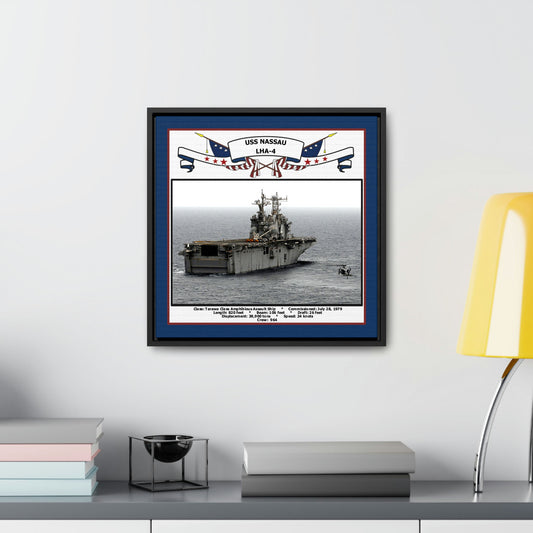 USS Nassau LHA-4 Navy Floating Frame Photo Desk View