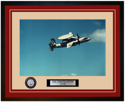 USS CONSTELLATION CV-64 Framed Navy Ship Photo Burgundy
