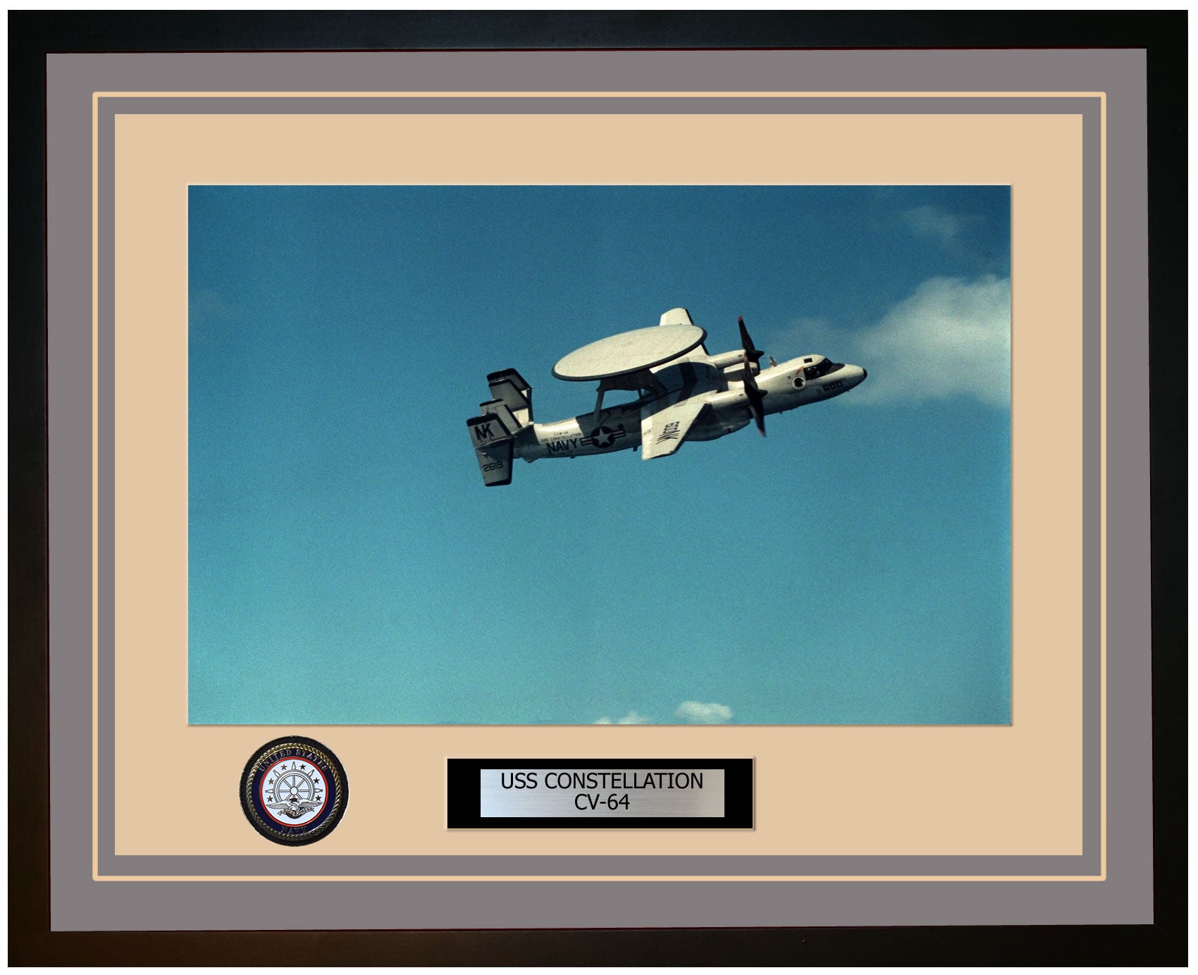USS CONSTELLATION CV-64 Framed Navy Ship Photo Grey