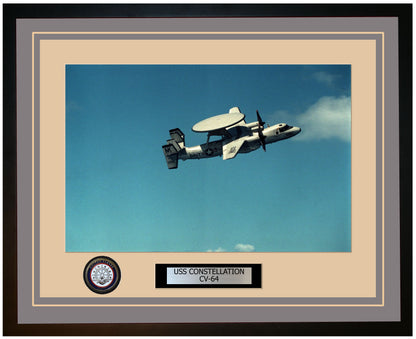 USS CONSTELLATION CV-64 Framed Navy Ship Photo Grey