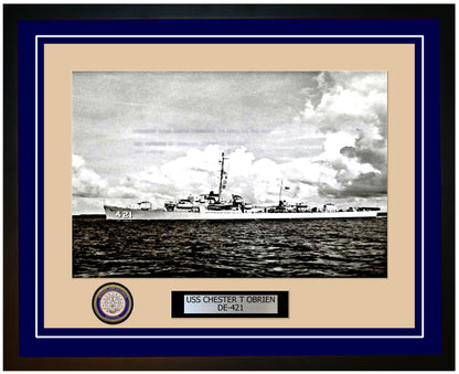 USS Chester T Obrien DE-421 Framed Navy Ship Photo Blue