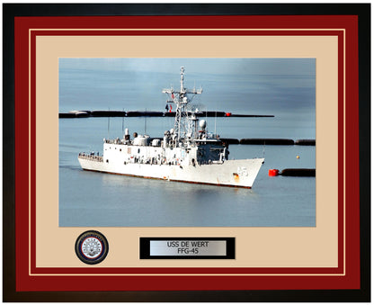 USS DE WERT FFG-45 Framed Navy Ship Photo Burgundy