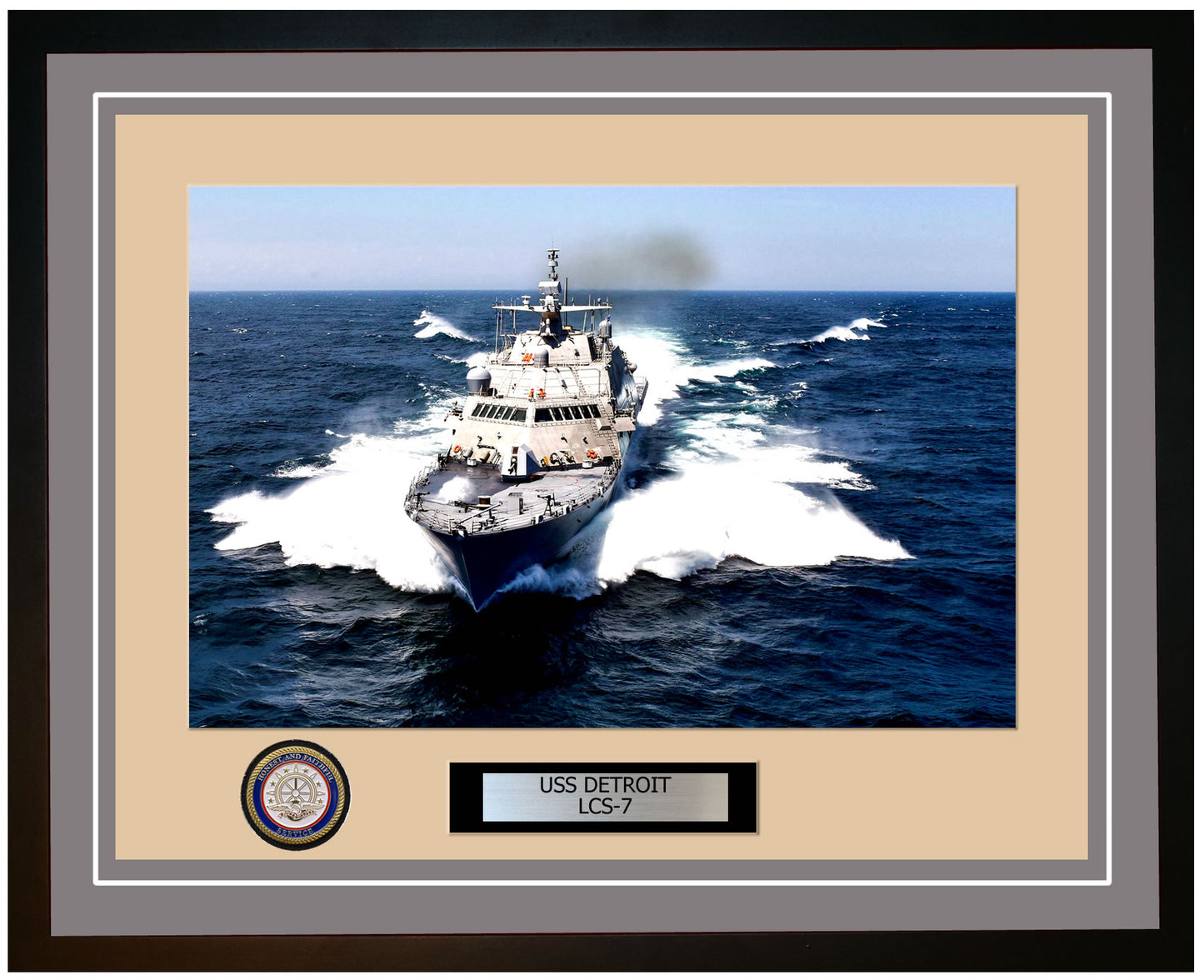 USS Detroit LCS-7 Framed Navy Ship Photo Grey