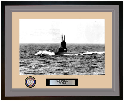 USS Jallao SS-368 Framed Navy Ship Photo Grey