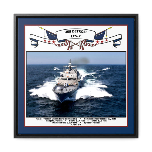 USS Detroit LCS-7 Navy Floating Frame Photo Front View