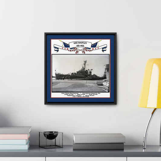 USS Saufley DD-465 Navy Floating Frame Photo Desk View