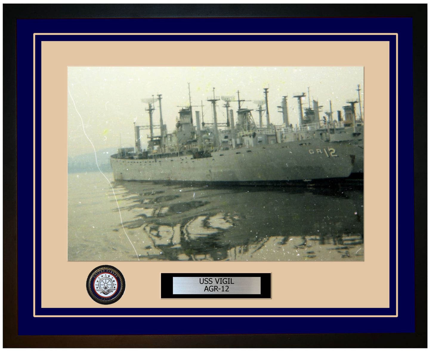 USS VIGIL AGR-12 Framed Navy Ship Photo Blue