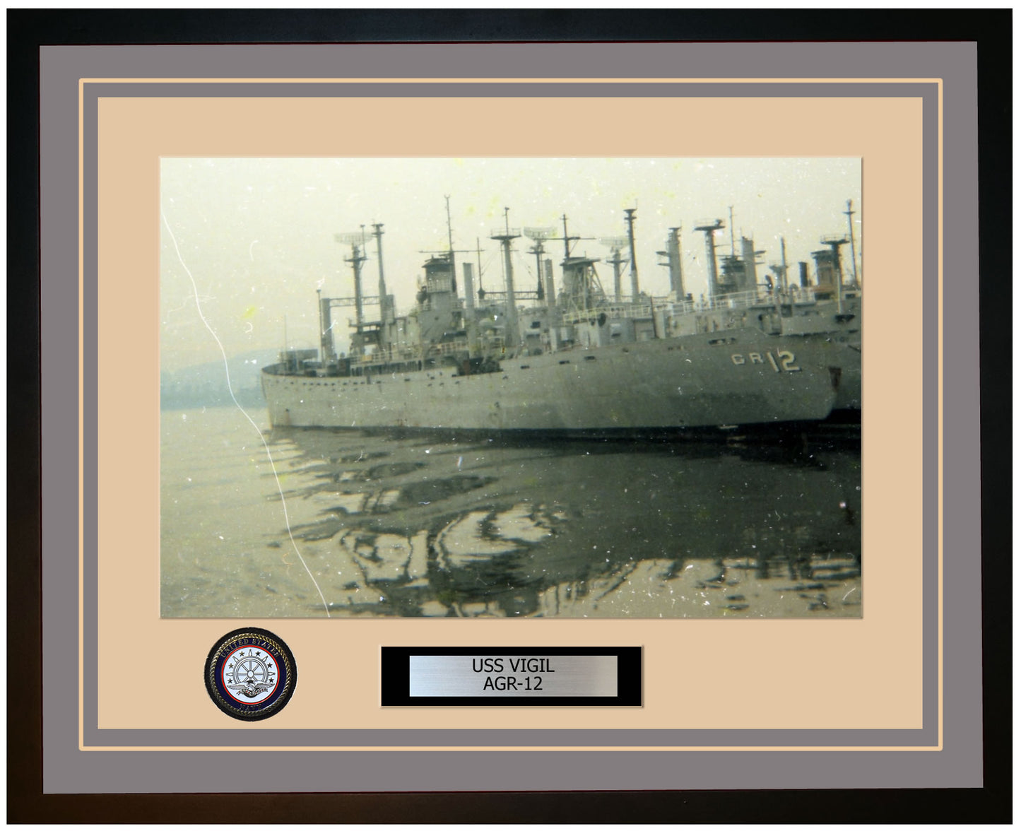 USS VIGIL AGR-12 Framed Navy Ship Photo Grey