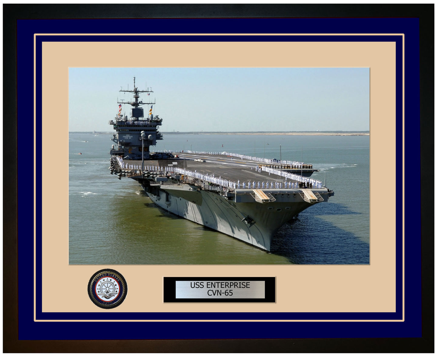 USS ENTERPRISE CVN-65 Framed Navy Ship Photo Blue
