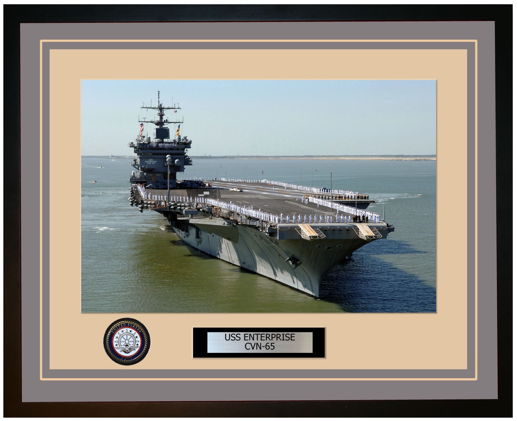 USS ENTERPRISE CVN-65 Framed Navy Ship Photo Grey