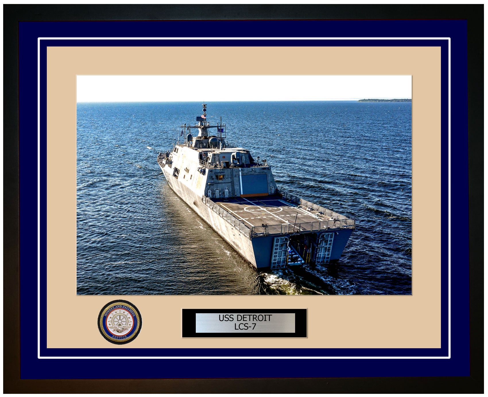 USS Detroit LCS-7 Framed Navy Ship Photo Blue