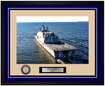 USS Detroit LCS-7 Framed Navy Ship Photo Blue