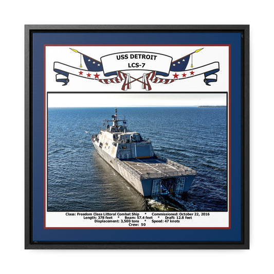 USS Detroit LCS-7 Navy Floating Frame Photo Front View