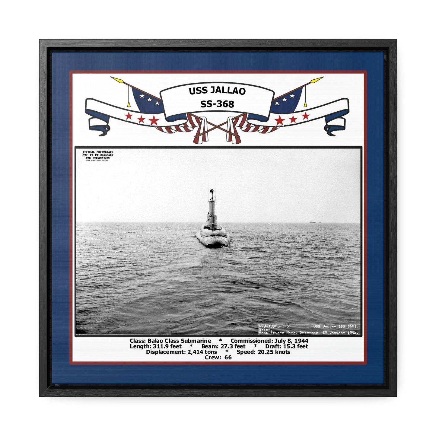 USS Jallao SS368 Navy Floating Frame Photo Navy Emporium