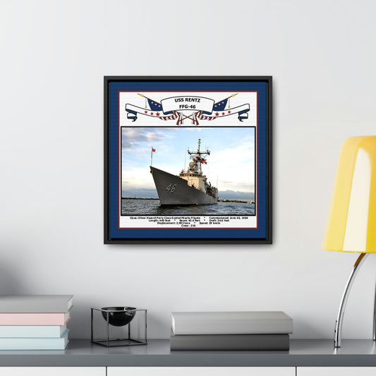 USS Rentz FFG-46 Navy Floating Frame Photo Desk View
