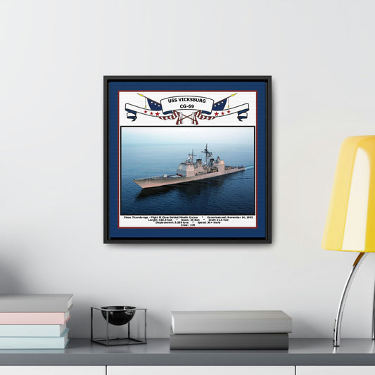USS Vicksburg CG-69 Navy Floating Frame Photo Desk View