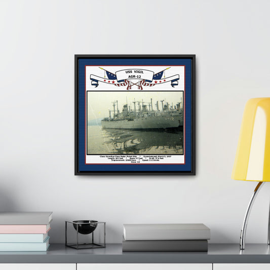 USS Vigil AGR-12 Navy Floating Frame Photo Desk View