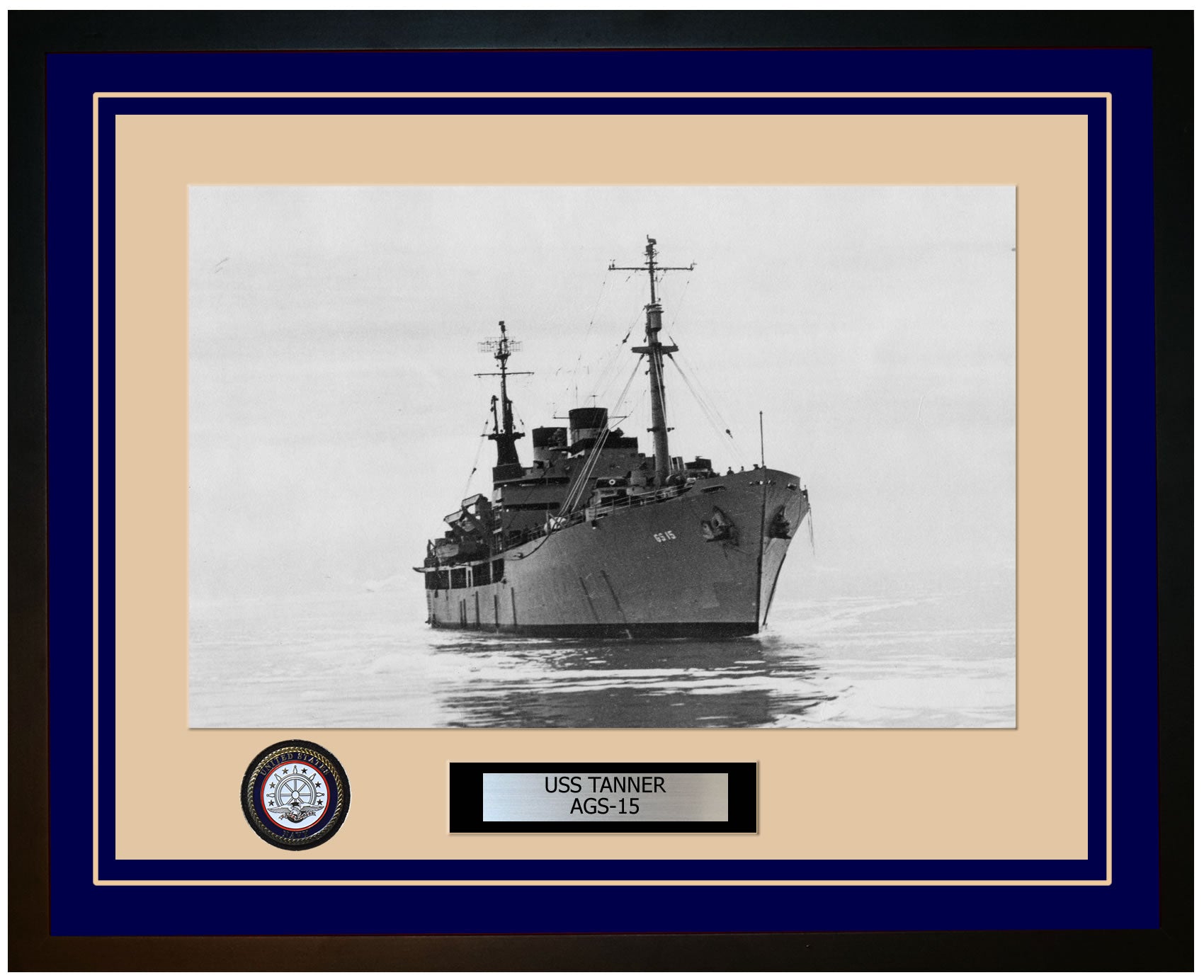 USS TANNER AGS-15 Framed Navy Ship Photo Blue