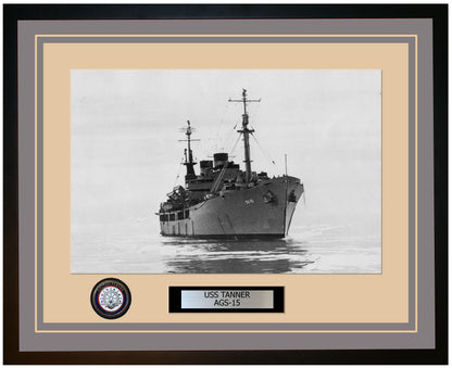 USS TANNER AGS-15 Framed Navy Ship Photo Grey