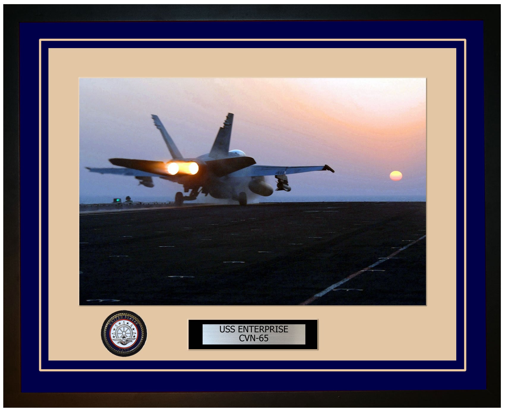 USS ENTERPRISE CVN-65 Framed Navy Ship Photo Blue
