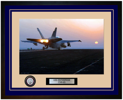 USS ENTERPRISE CVN-65 Framed Navy Ship Photo Blue