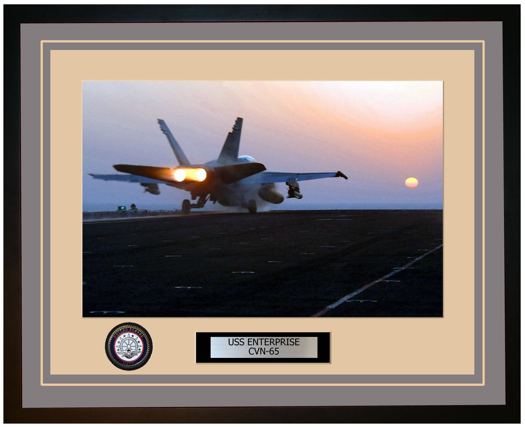USS ENTERPRISE CVN-65 Framed Navy Ship Photo Grey