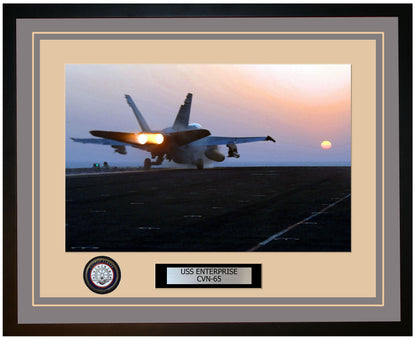 USS ENTERPRISE CVN-65 Framed Navy Ship Photo Grey