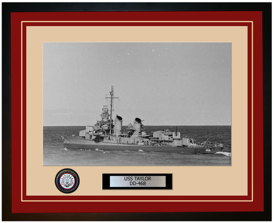 USS TAYLOR DD-468 Framed Navy Ship Photo Burgundy