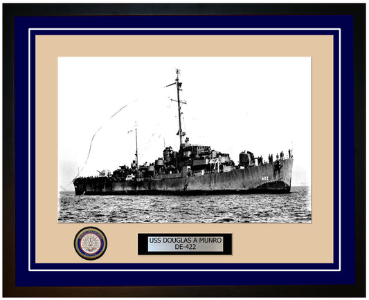 USS Douglas A Munro DE-422 Framed Navy Ship Photo Blue