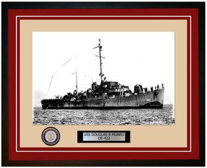 USS Douglas A Munro DE-422 Framed Navy Ship Photo Burgundy