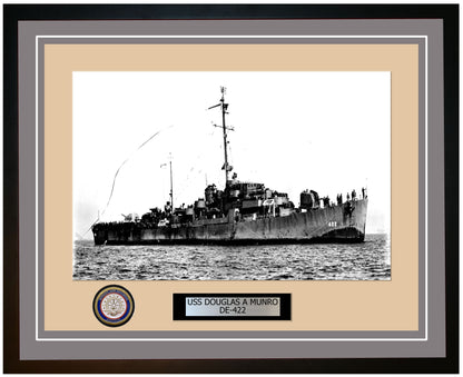 USS Douglas A Munro DE-422 Framed Navy Ship Photo Grey