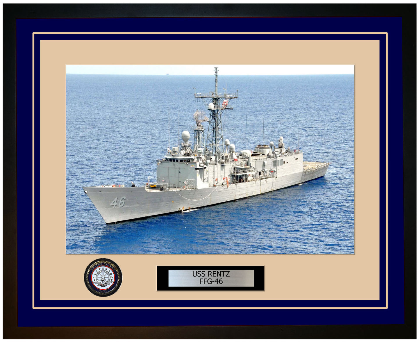 USS RENTZ FFG-46 Framed Navy Ship Photo Blue