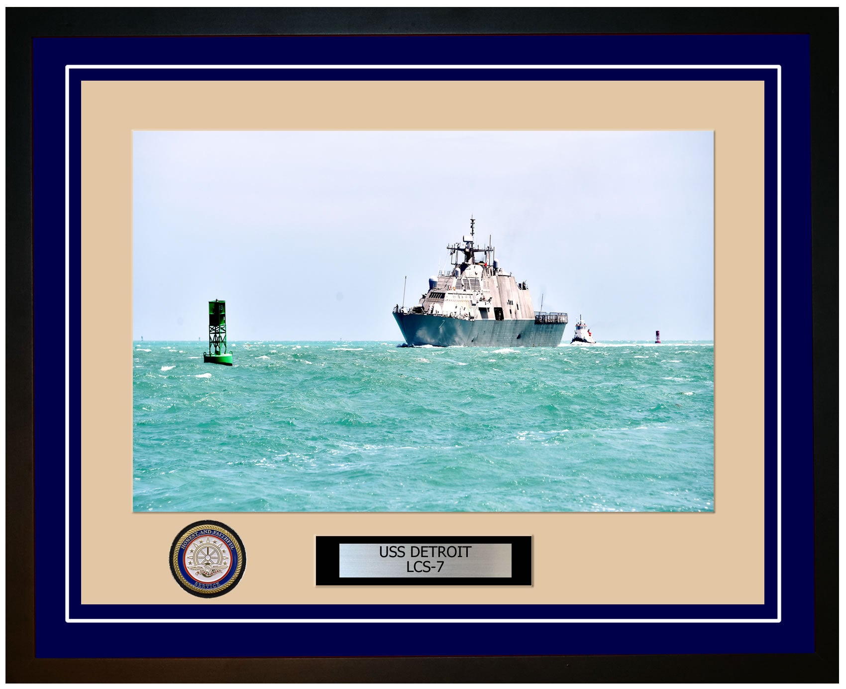 USS Detroit LCS-7 Framed Navy Ship Photo Blue