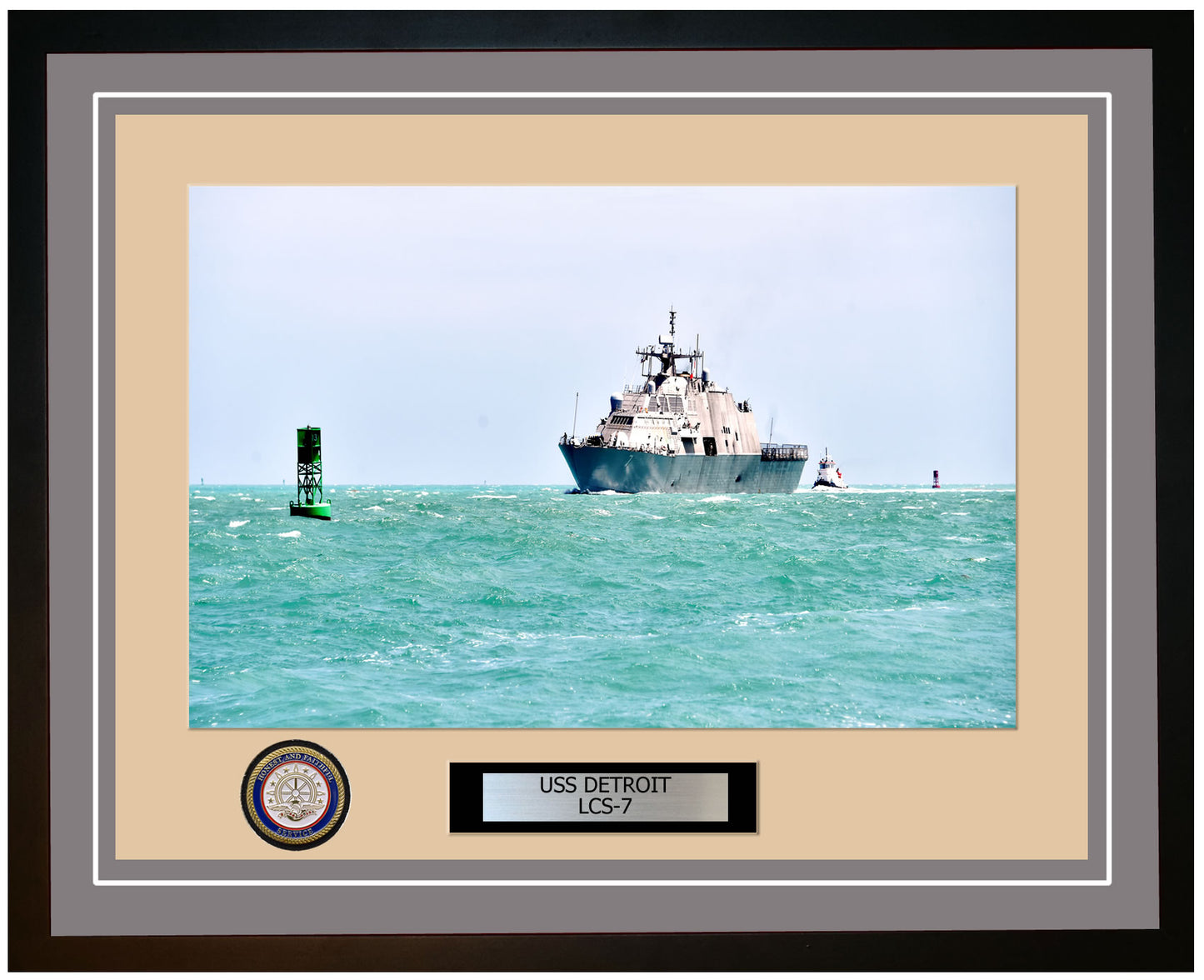 USS Detroit LCS-7 Framed Navy Ship Photo Grey