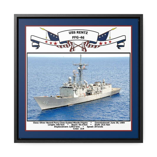 USS Rentz FFG-46 Navy Floating Frame Photo Front View