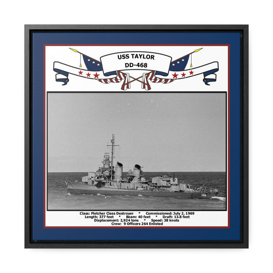 USS Taylor DD-468 Navy Floating Frame Photo Front View