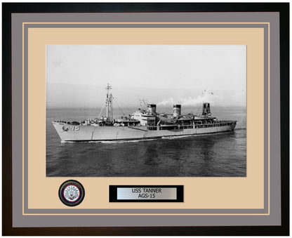 USS TANNER AGS-15 Framed Navy Ship Photo Grey