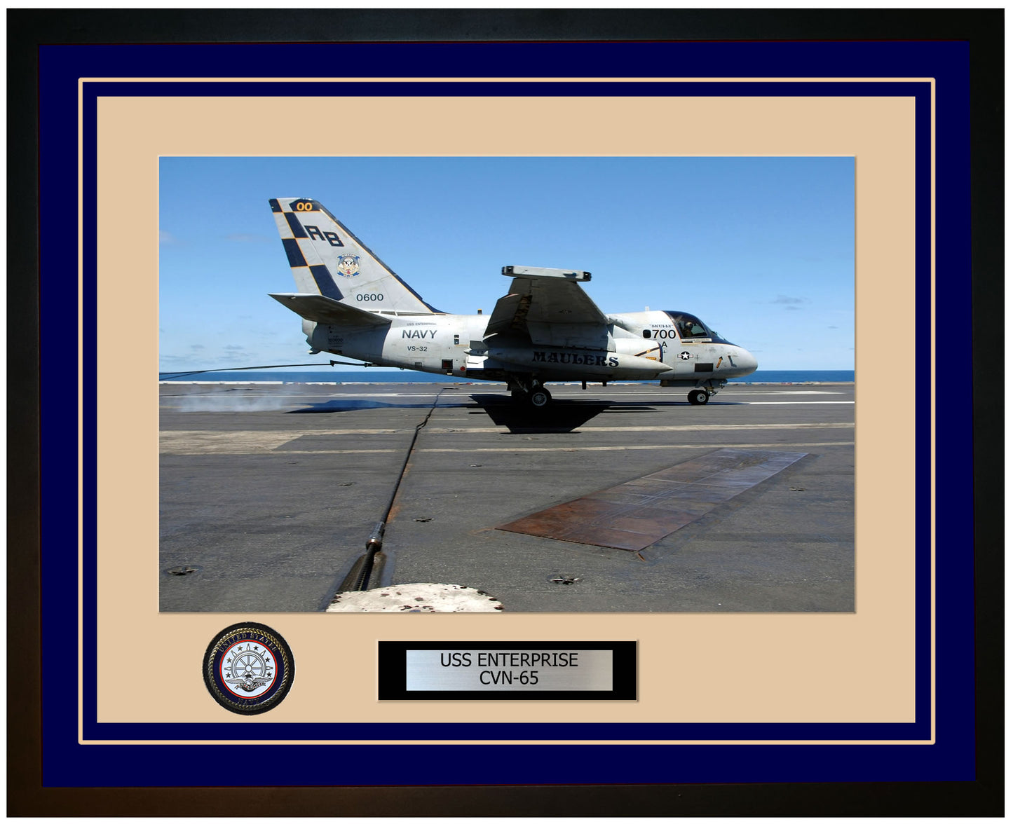 USS ENTERPRISE CVN-65 Framed Navy Ship Photo Blue