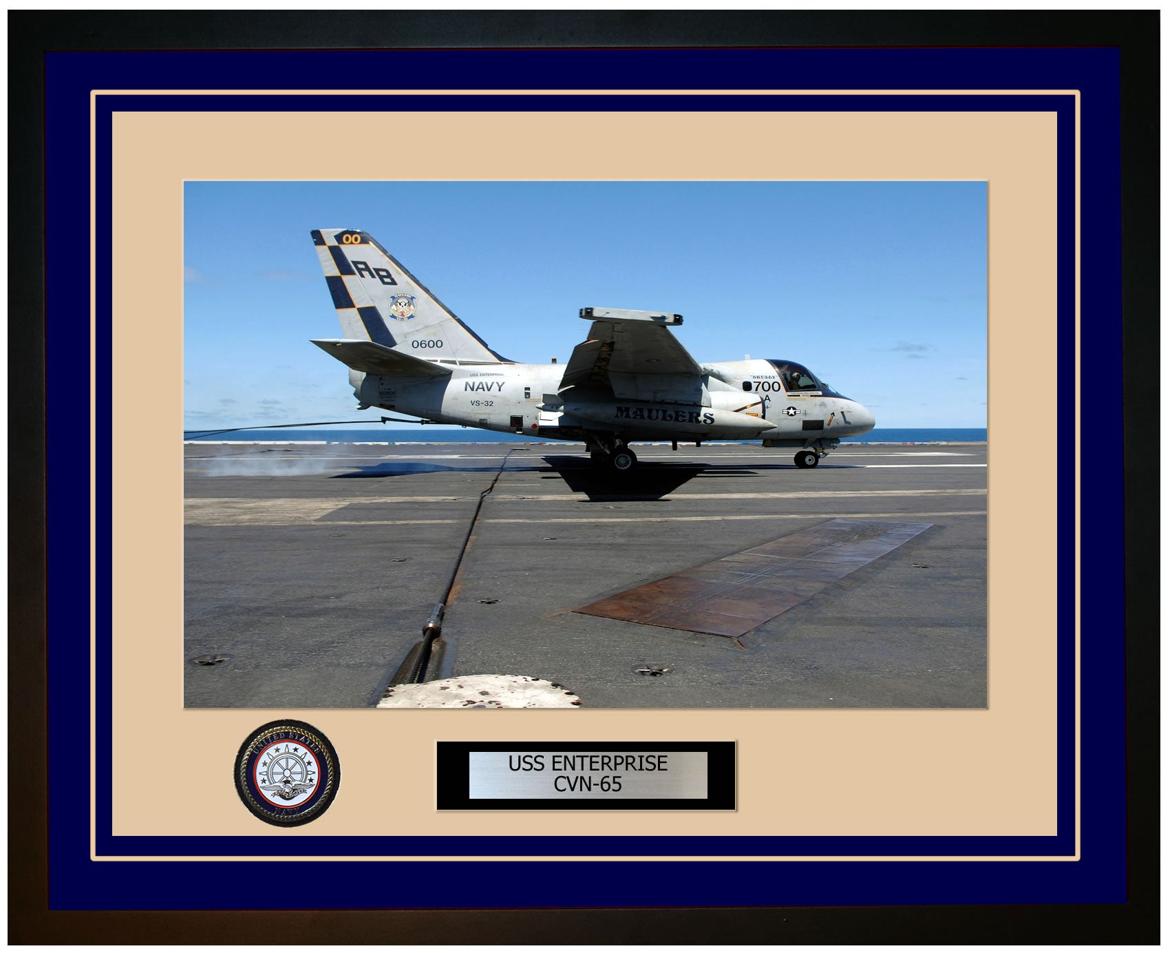 USS ENTERPRISE CVN-65 Framed Navy Ship Photo Blue